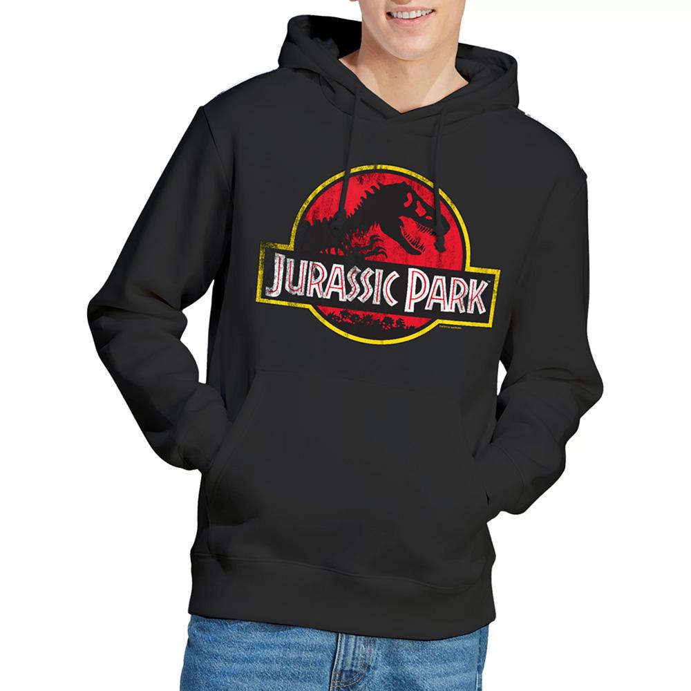 Black - Lifestyle - Jurassic Park Unisex Adult Distressed Logo Hoodie