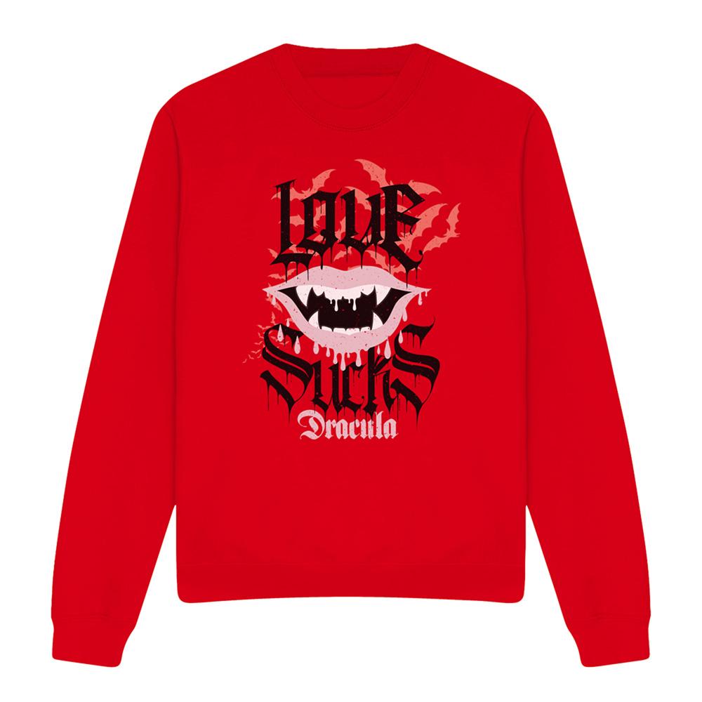 Red - Front - Universal Monsters Unisex Adult Love Sucks Dracula Sweatshirt