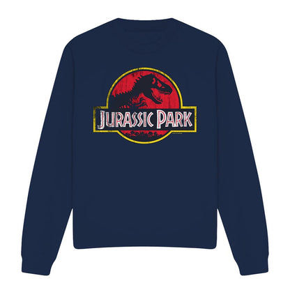 Navy - Front - Jurassic Park Unisex Adult Distressed Logo Sweatshirt