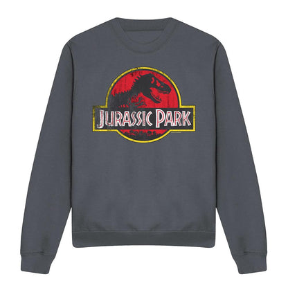 Charcoal - Front - Jurassic Park Unisex Adult Distressed Logo Sweatshirt