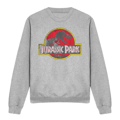 Athletic Heather - Front - Jurassic Park Unisex Adult Distressed Logo Sweatshirt