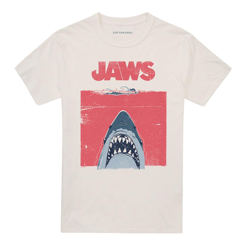 Natural - Front - Jaws Unisex Adult Poster 50th T-Shirt