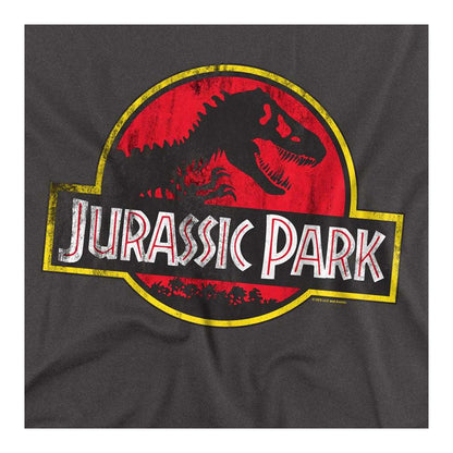 Charcoal - Side - Jurassic Park Unisex Adult Distressed Logo Long-Sleeved T-Shirt