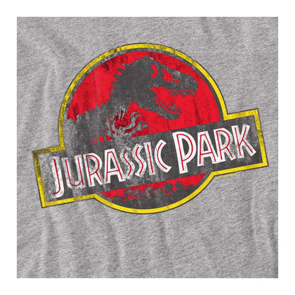 Athletic Heather - Side - Jurassic Park Unisex Adult Distressed Logo Long-Sleeved T-Shirt