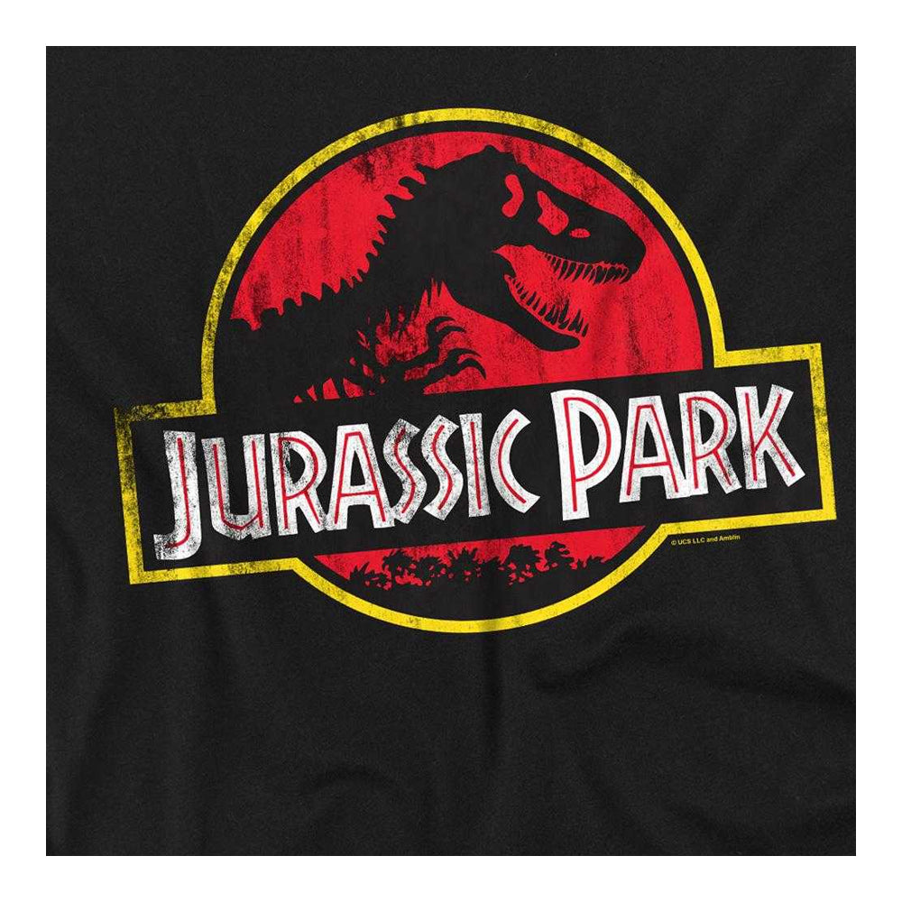 Black - Back - Jurassic Park Unisex Adult Distressed Logo Long-Sleeved T-Shirt