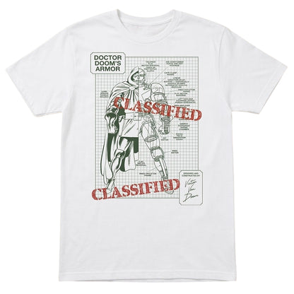White - Front - Doctor Doom Womens-Ladies Doom´s Classified Armor Blueprint Fitted T-Shirt