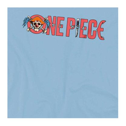 Light Blue - Side - One Piece Childrens-Kids Buggy the Clown Logo T-Shirt
