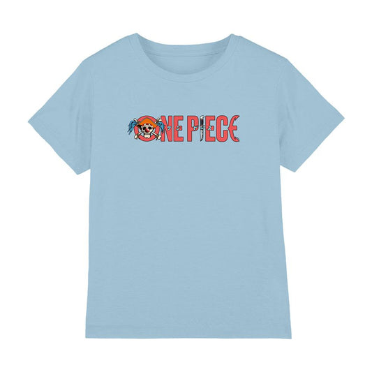 Light Blue - Front - One Piece Childrens-Kids Buggy the Clown Logo T-Shirt