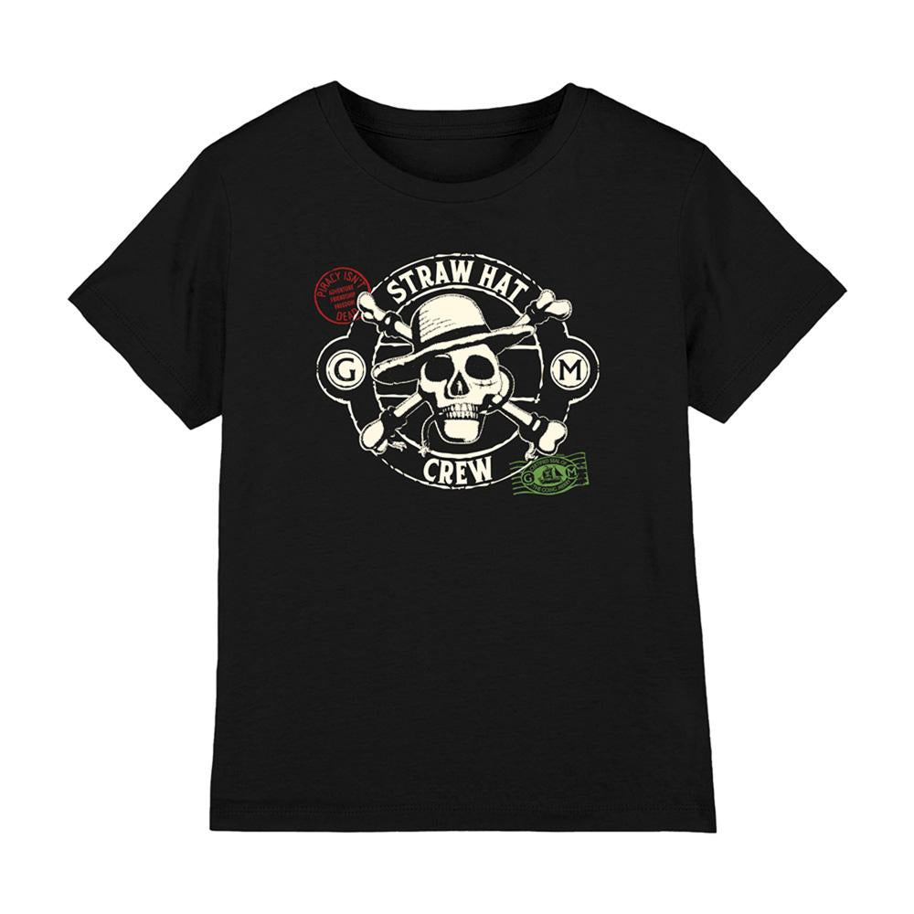 Black - Front - One Piece Childrens-Kids Straw Hat Crew Stamp T-Shirt