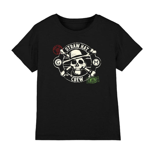 Black - Front - One Piece Childrens-Kids Straw Hat Crew Stamp T-Shirt