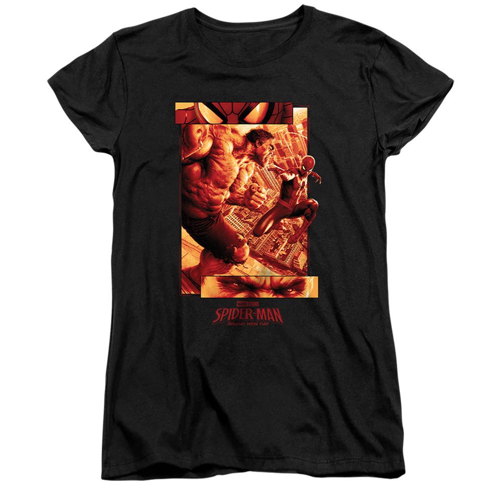 Black - Front - Spider-Man: Brand New Day Womens-Ladies Fight Fitted T-Shirt