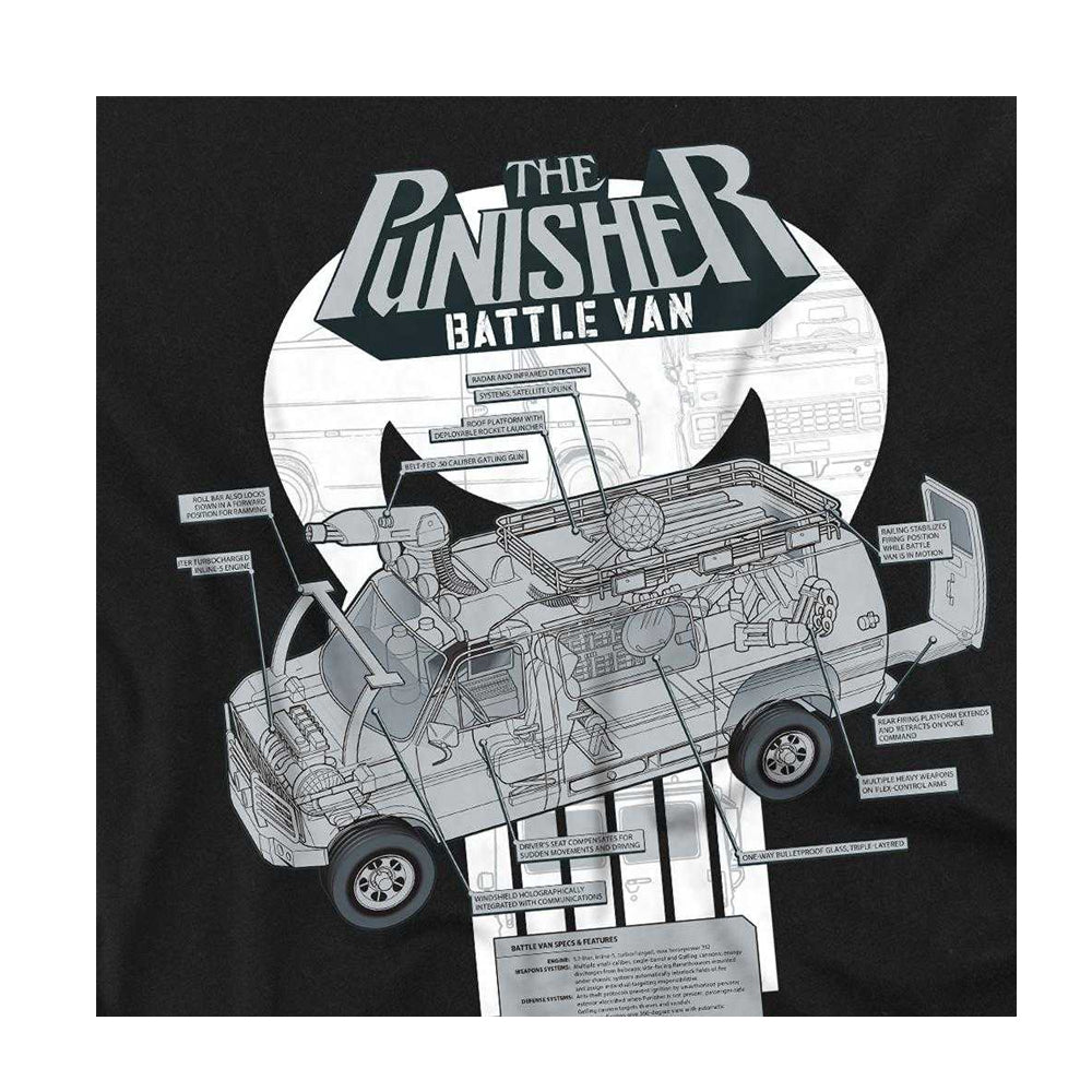 Black - Side - The Punisher Womens-Ladies Battle Van Specs Ringspun Cotton Fitted T-Shirt