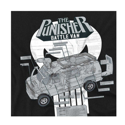 Black - Side - The Punisher Womens-Ladies Battle Van Specs Ringspun Cotton Fitted T-Shirt