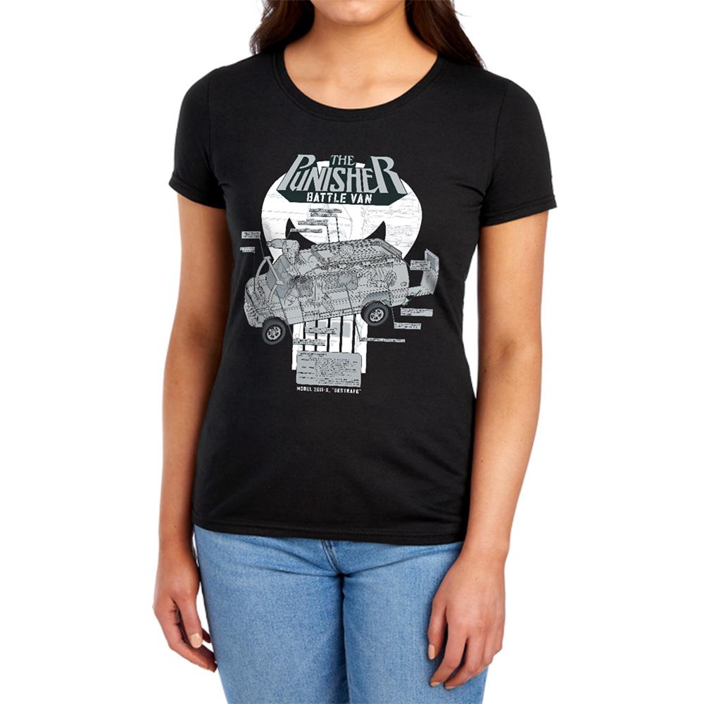 Black - Lifestyle - The Punisher Womens-Ladies Battle Van Specs Ringspun Cotton Fitted T-Shirt