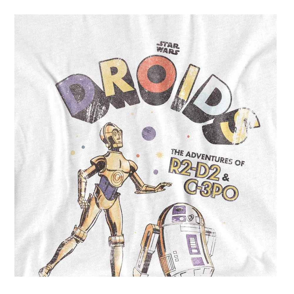 White - Side - Star Wars Womens-Ladies Droids Retro Ringspun Cotton Fitted T-Shirt