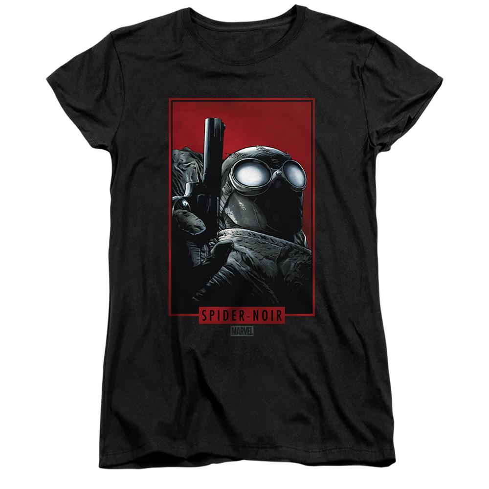 Black - Front - Spider-Noir Womens-Ladies Comic Cover Ringspun Cotton Fitted T-Shirt