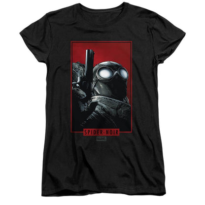 Black - Front - Spider-Noir Womens-Ladies Comic Cover Ringspun Cotton Fitted T-Shirt