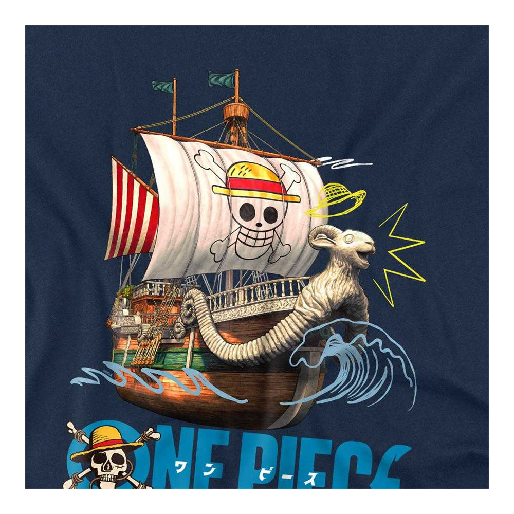 Navy - Side - One Piece Childrens-Kids Going Merry Doodles T-Shirt