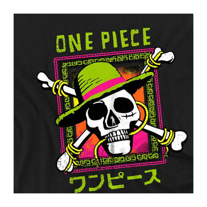 Black - Side - One Piece Childrens-Kids Jolly Roger Logo Ringspun Cotton T-Shirt
