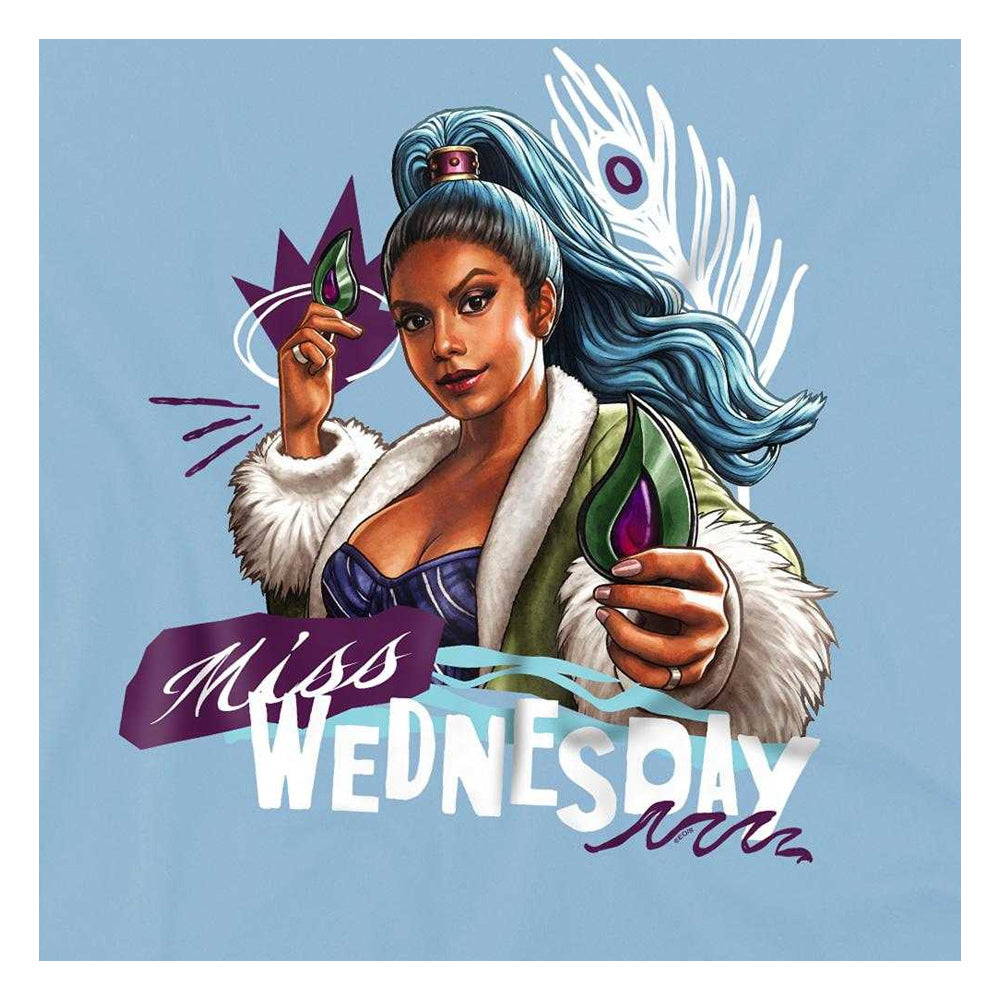 Light Blue - Side - One Piece Childrens-Kids Miss Wednesday Doodle Ringspun Cotton T-Shirt
