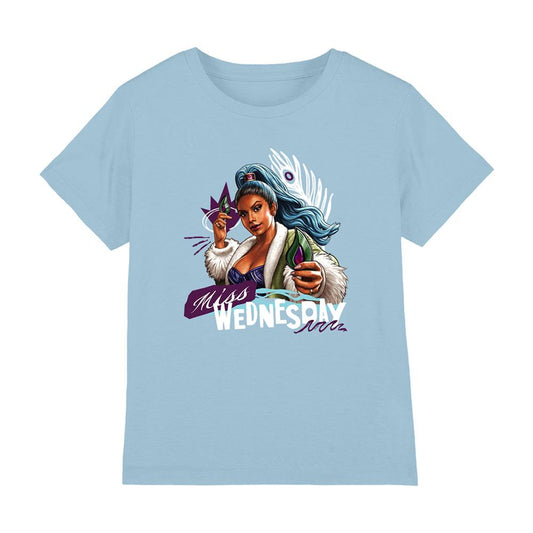 Light Blue - Front - One Piece Childrens-Kids Miss Wednesday Doodle Ringspun Cotton T-Shirt
