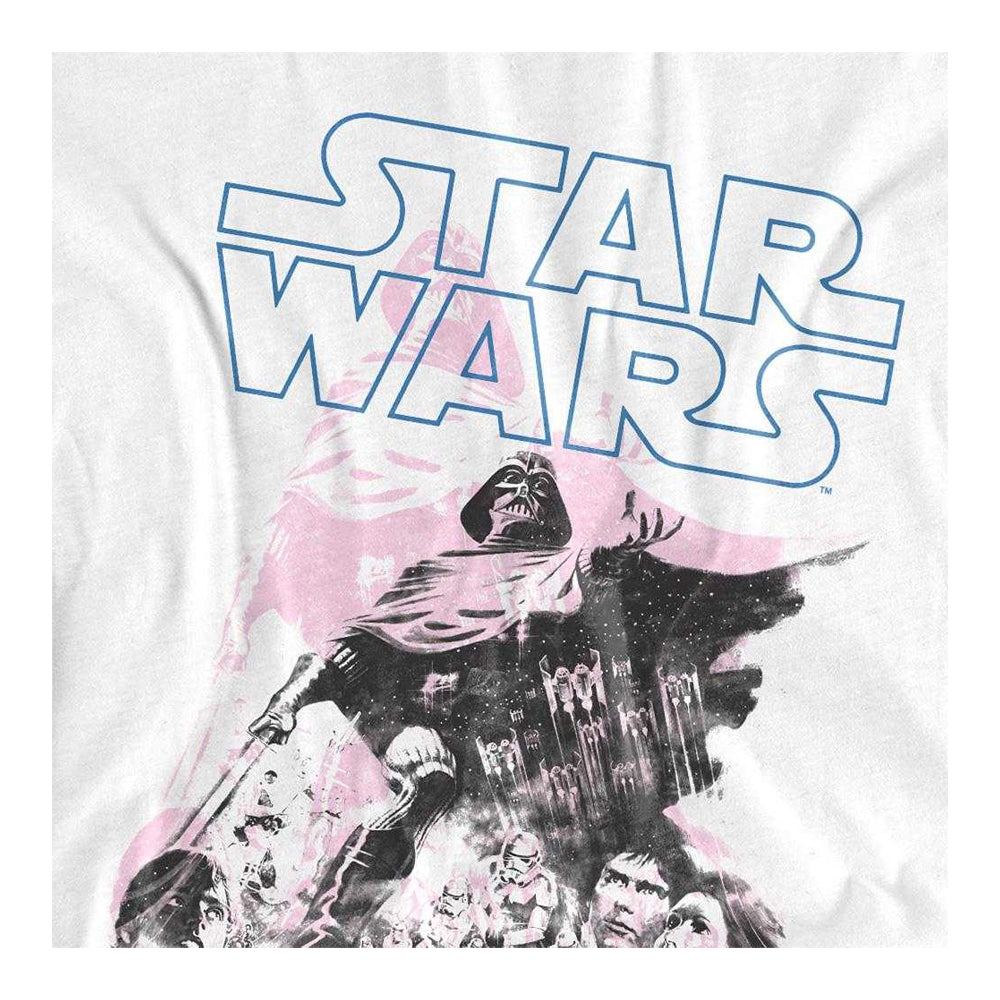 White - Side - Star Wars Womens-Ladies Darth Vader Retro Poster Fitted T-Shirt