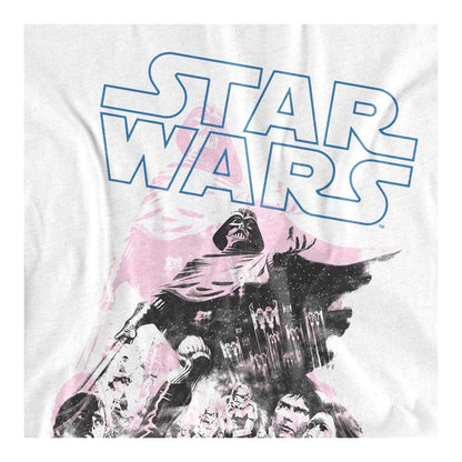 White - Side - Star Wars Womens-Ladies Darth Vader Retro Poster Fitted T-Shirt