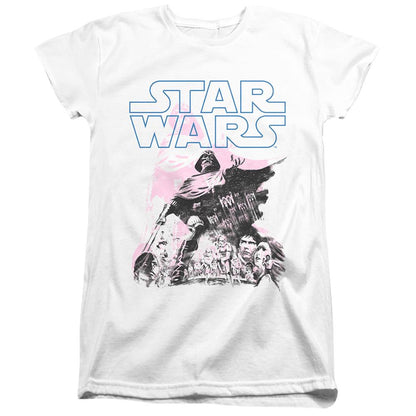 White - Front - Star Wars Womens-Ladies Darth Vader Retro Poster Fitted T-Shirt