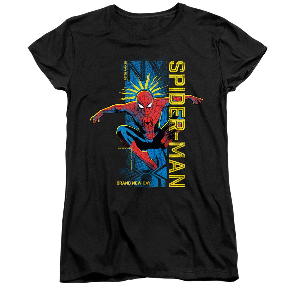 Black - Front - Spider-Man: Brand New Day Womens-Ladies Spidey Sense Ringspun Cotton Fitted T-Shirt