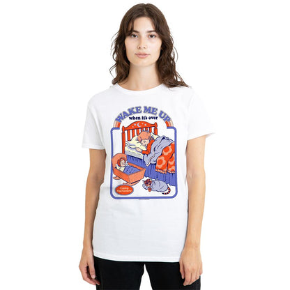 White - Lifestyle - Steven Rhodes Womens-Ladies Wake Me Up Ringspun Cotton T-Shirt