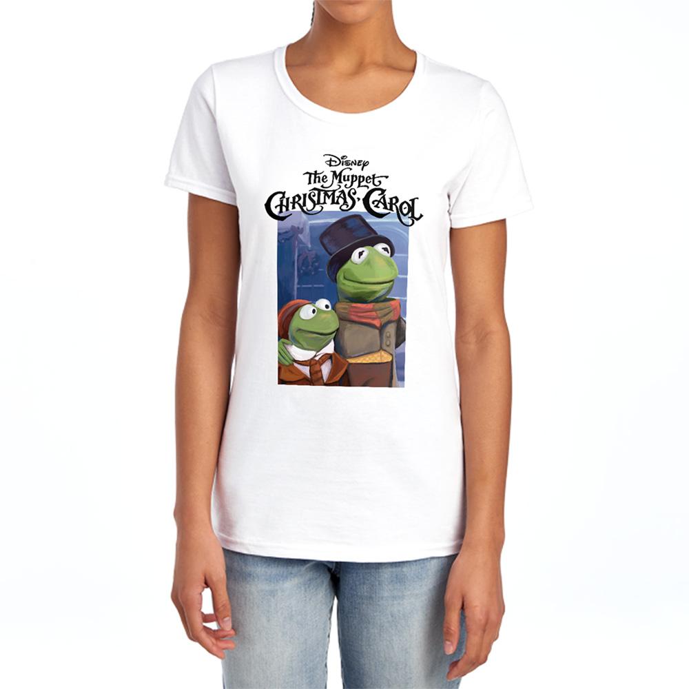 White - Lifestyle - The Muppets Christmas Carol Womens-Ladies Kermit Fitted Short-Sleeved T-Shirt