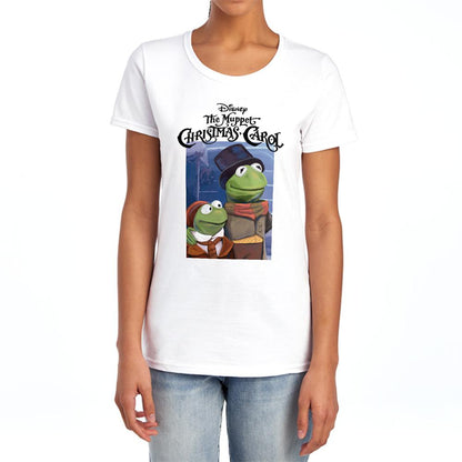 White - Lifestyle - The Muppets Christmas Carol Womens-Ladies Kermit Fitted Short-Sleeved T-Shirt