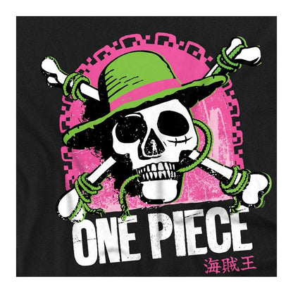 Black - Side - One Piece Womens-Ladies Bright Jolly Roger Ringspun Cotton Fitted T-Shirt