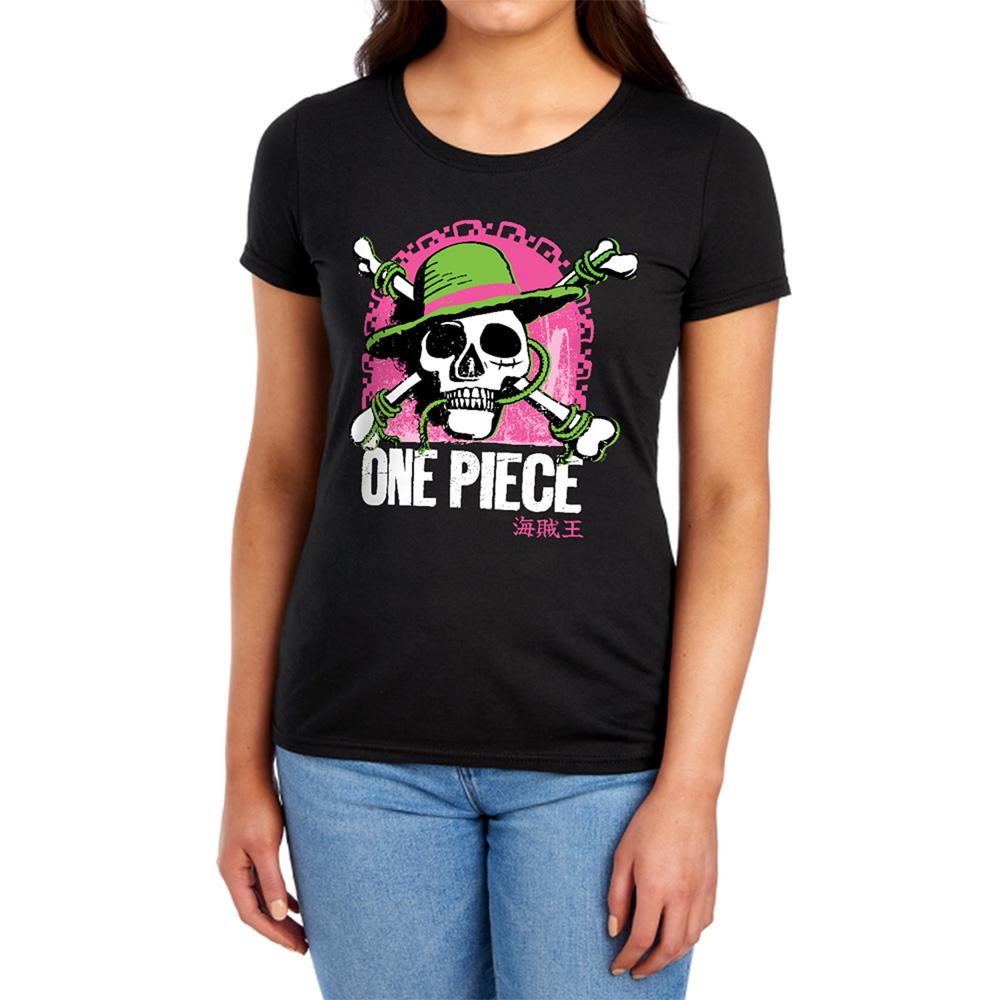 Black - Lifestyle - One Piece Womens-Ladies Bright Jolly Roger Ringspun Cotton Fitted T-Shirt