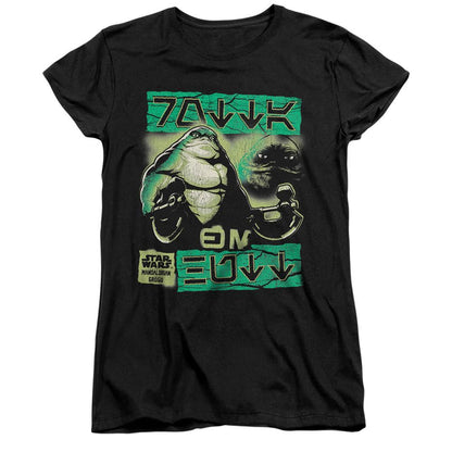 Black - Front - Star Wars Mandalorian Womens-Ladies Rotta The Hutt Fitted T-Shirt
