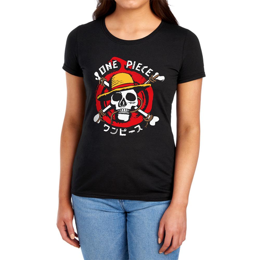 Black - Lifestyle - One Piece Womens-Ladies Devil Fruits Skull Ringspun Cotton Fitted T-Shirt