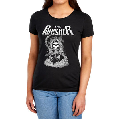 Black - Lifestyle - The Punisher Womens-Ladies Ready To Fight Ringspun Cotton Fitted T-Shirt