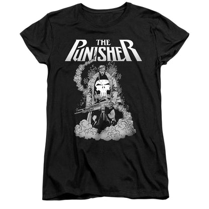 Black - Front - The Punisher Womens-Ladies Ready To Fight Ringspun Cotton Fitted T-Shirt