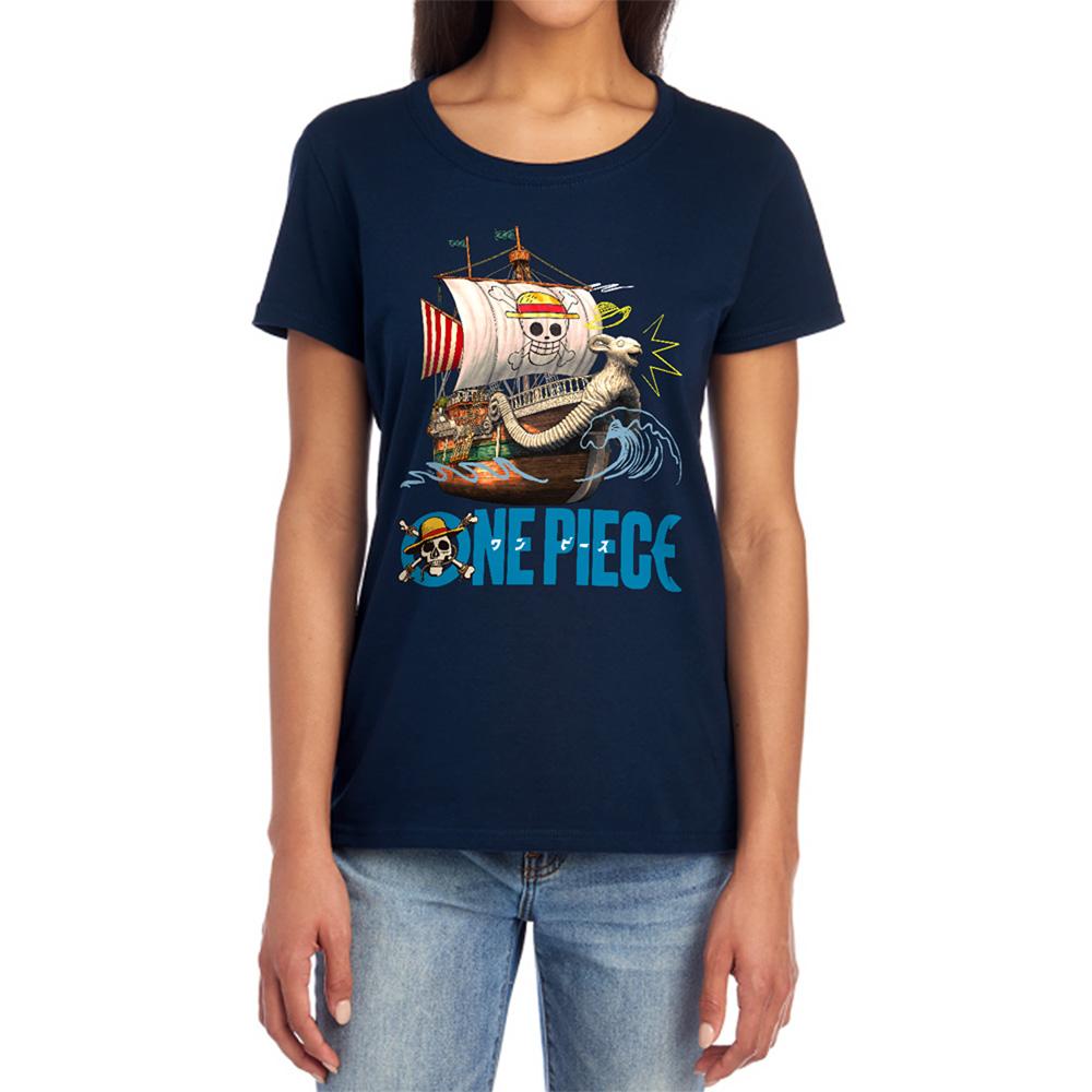 Navy - Lifestyle - One Piece Womens-Ladies Going Merry Ringspun Cotton Fitted T-Shirt