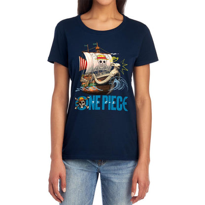 Navy - Lifestyle - One Piece Womens-Ladies Going Merry Ringspun Cotton Fitted T-Shirt