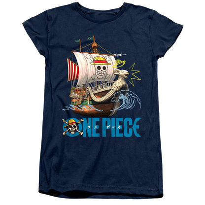 Navy - Front - One Piece Womens-Ladies Going Merry Ringspun Cotton Fitted T-Shirt