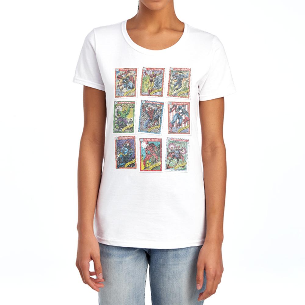 White - Lifestyle - Marvel Womens-Ladies Retro Trading Card Ringspun Cotton Fitted T-Shirt