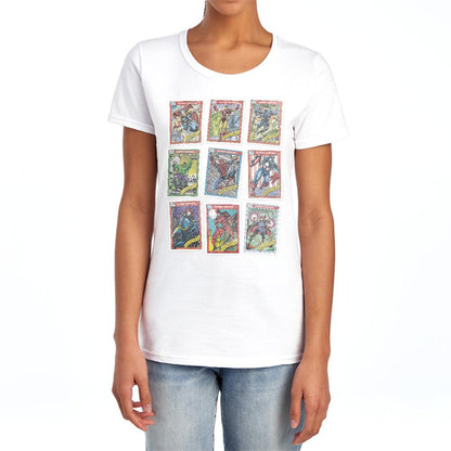 White - Lifestyle - Marvel Womens-Ladies Retro Trading Card Ringspun Cotton Fitted T-Shirt