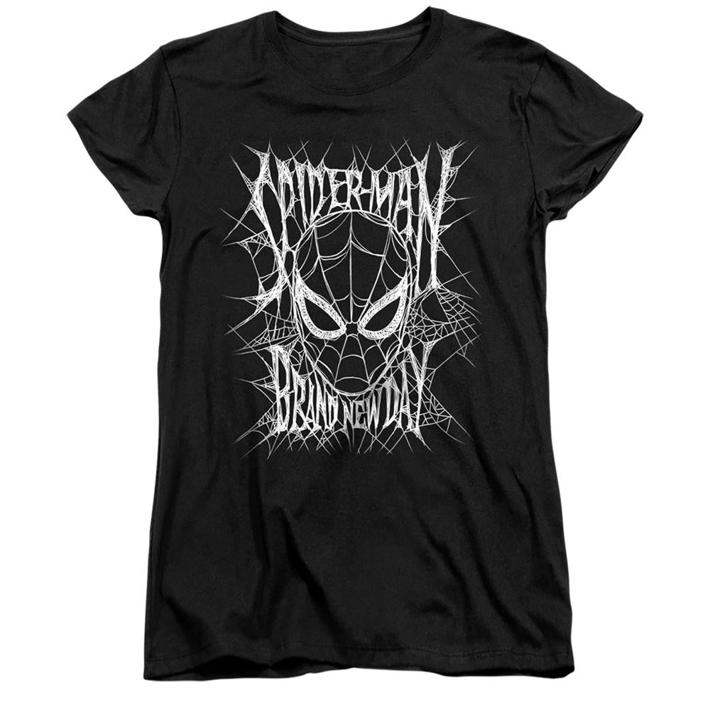 Black - Front - Spider-Man: Brand New Day Womens-Ladies Web Mask Fitted T-Shirt