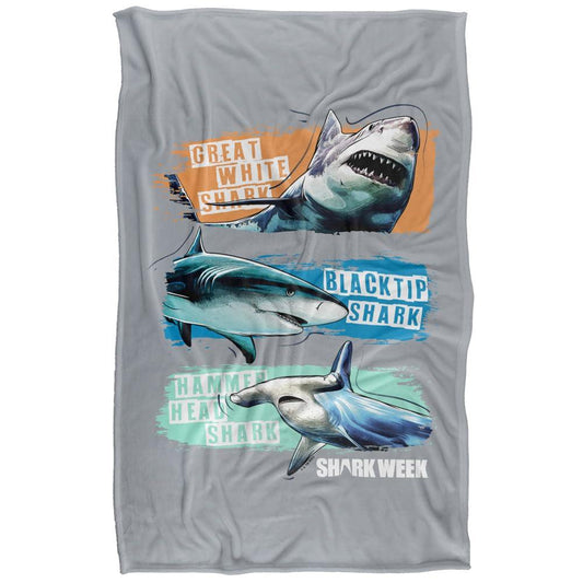Multicoloured - Front - Shark Week Silky Blanket