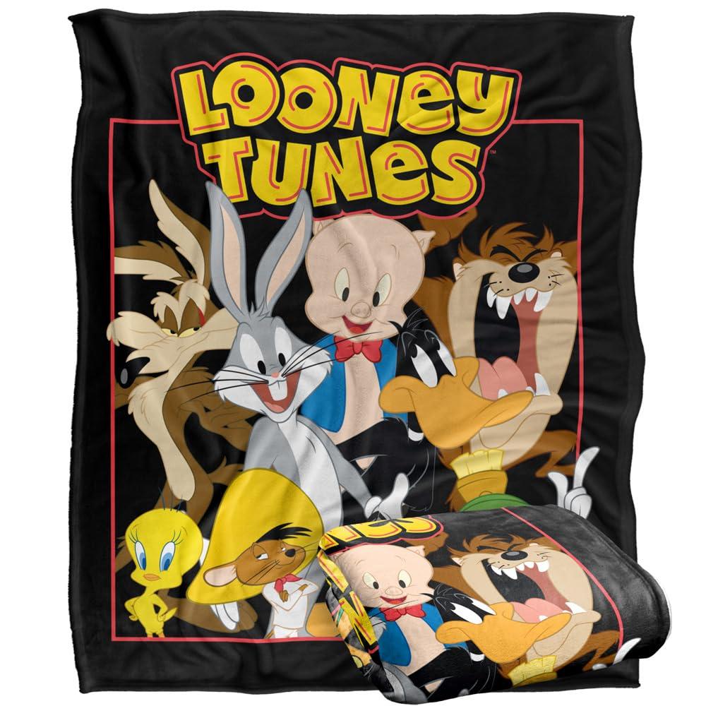 Multicoloured - Side - Looney Tunes Silky Group Throw