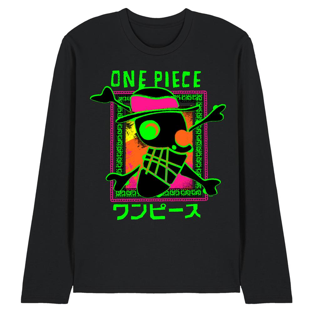 Black - Front - One Piece Unisex Adult Abstract Logo Long-Sleeved T-Shirt