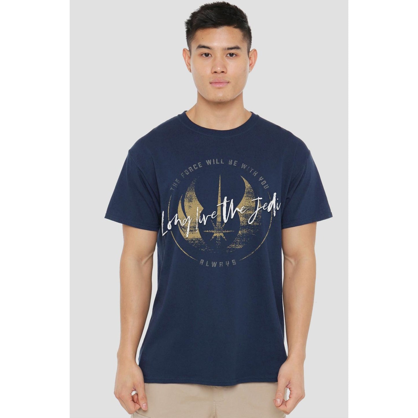 Navy - Back - Star Wars Mens Long Live The Jedi Obi Wan Kenobi T-Shirt