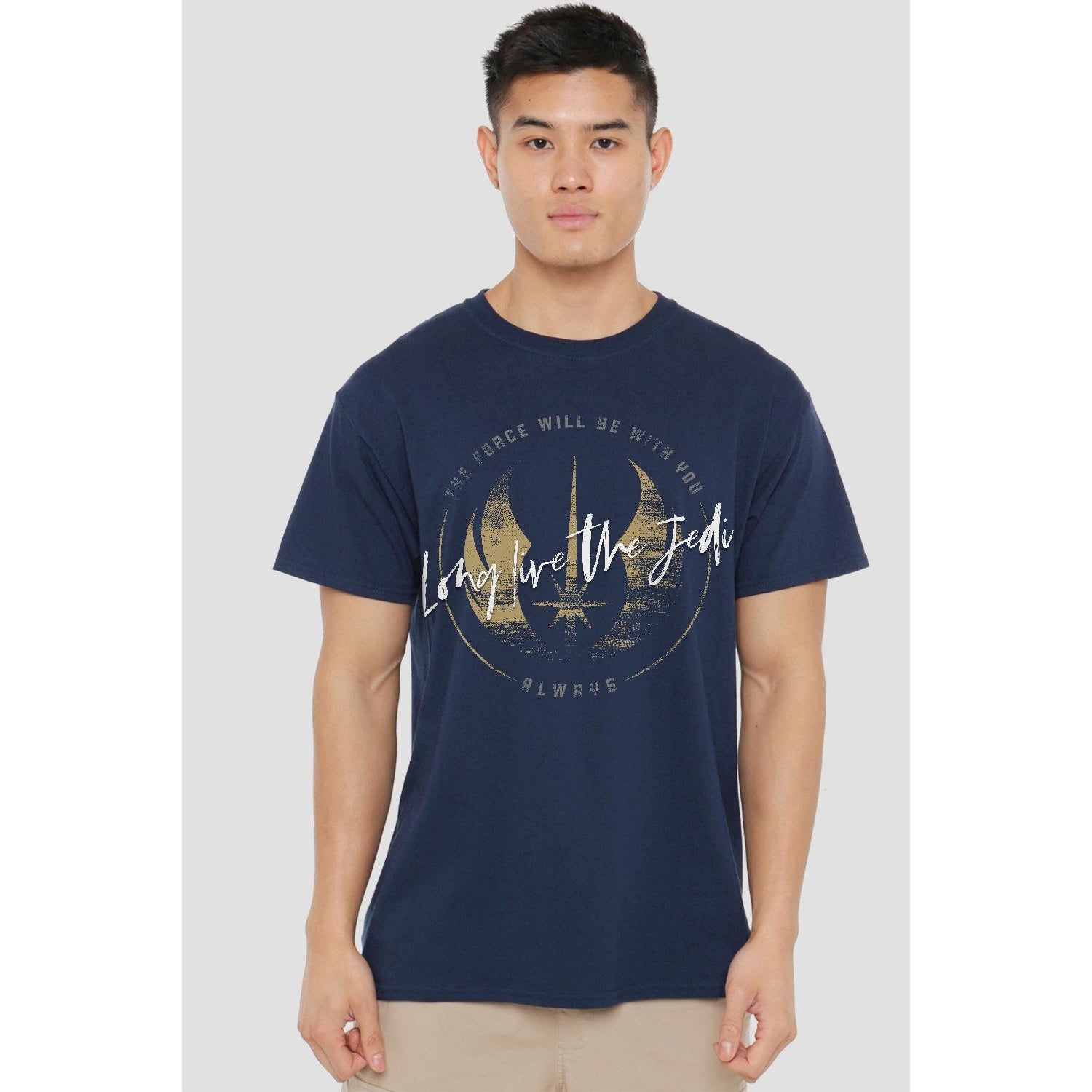 Navy - Back - Star Wars Mens Long Live The Jedi Obi Wan Kenobi T-Shirt