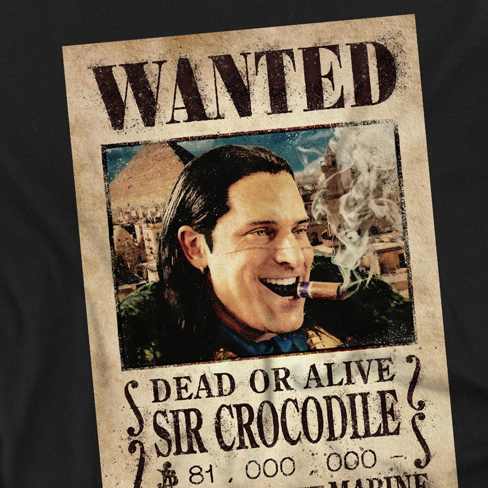 Black - Side - One Piece Unisex Adult Crocodile Wanted Poster Long-Sleeved T-Shirt